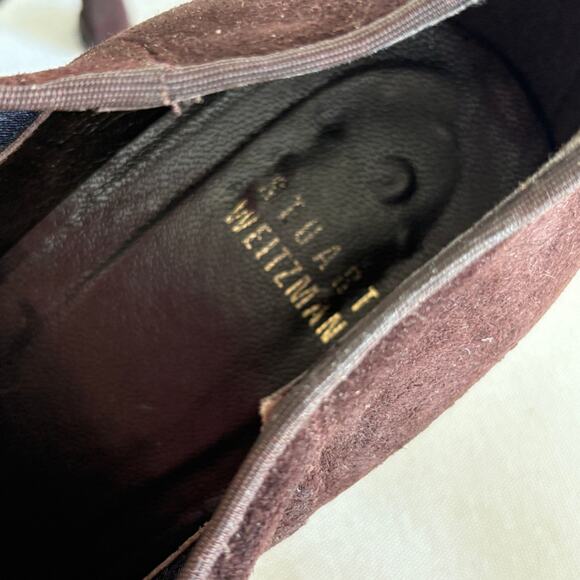 Stuart Weitzman Suede Booties 8.5 Dark Brown Boots Ankle Boots Heel 90s Y2K - Picture 6 of 6